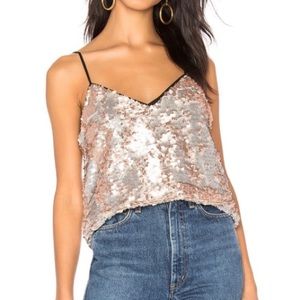 Revolve 1. State Silver Rose Gold Sequin Tank Cami